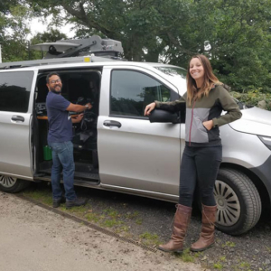 Alison Freeman and Jas from Look North arrive at Bridge Cottage