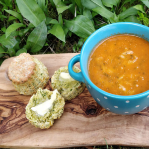 Blue cheese and wild garlic scones