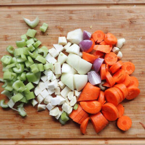 Chopped vegetables for Fermented Vegetable Stock Pot
